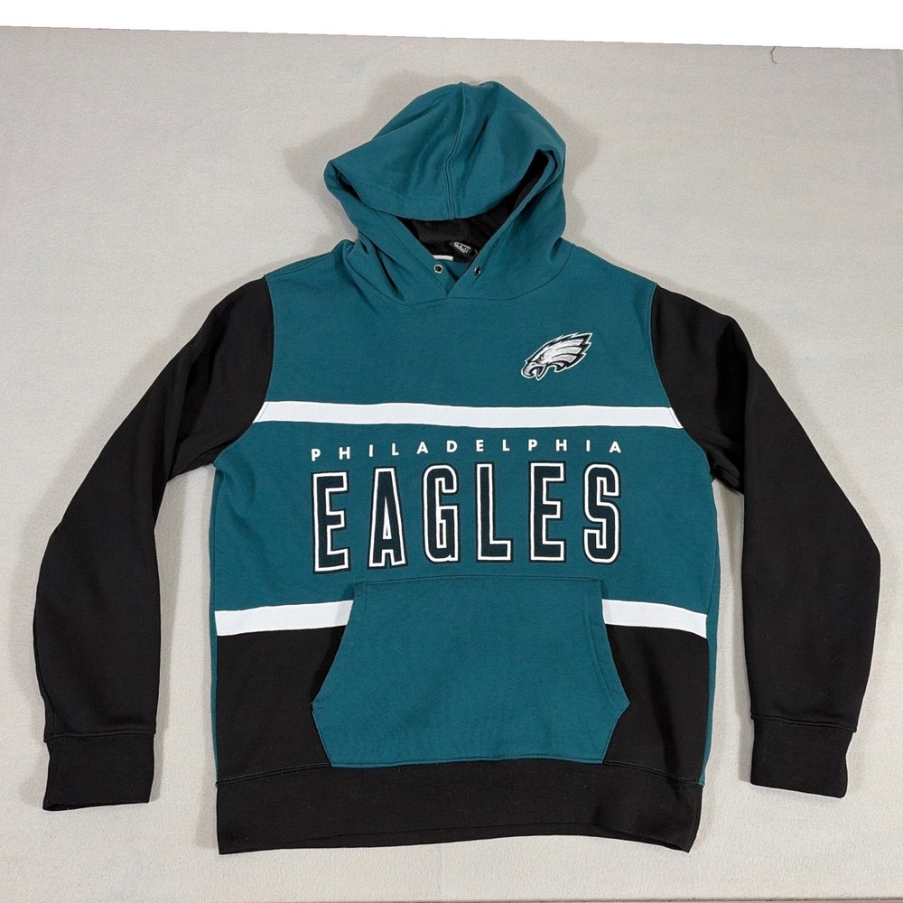 NFL Team Apparel Philadelphia Eagles Hoodie Mens Large Teal Black Colorblock L